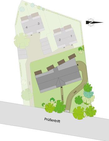 Lageplan vom HELMA-Bauprojekt Prüßentrift Lageplan vom HELMA-Bauprojekt Prüßentrift