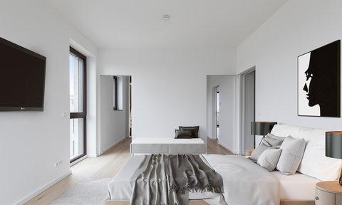 Schlafzimmer im Bauprojekt Wohnen im Park in Berlin-Karlshorst Schlafzimmer im Bauprojekt Wohnen im Park in Berlin-Karlshorst