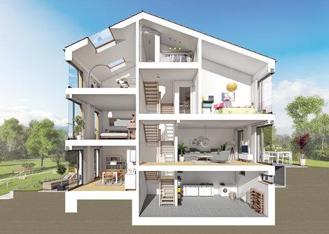 Schnitt vom Doppelhaus im ecoQuartier in Pfaffenhofen Schnitt vom Doppelhaus im ecoQuartier in Pfaffenhofen